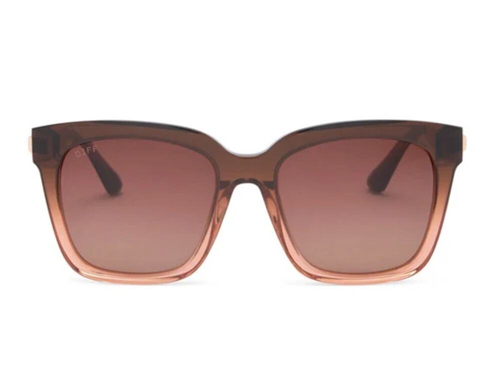 DIFF Bella Square Eye Sunglasses Taupe Ombre Crystal Brown Oversized Women's